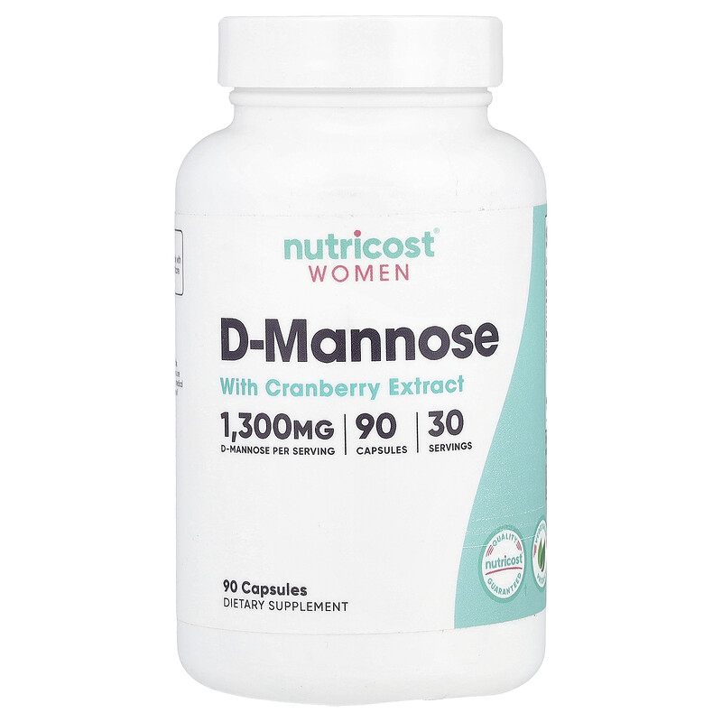 

Nutricost, D-манноза с экстрактом клюквы для женщин, 90 капсул