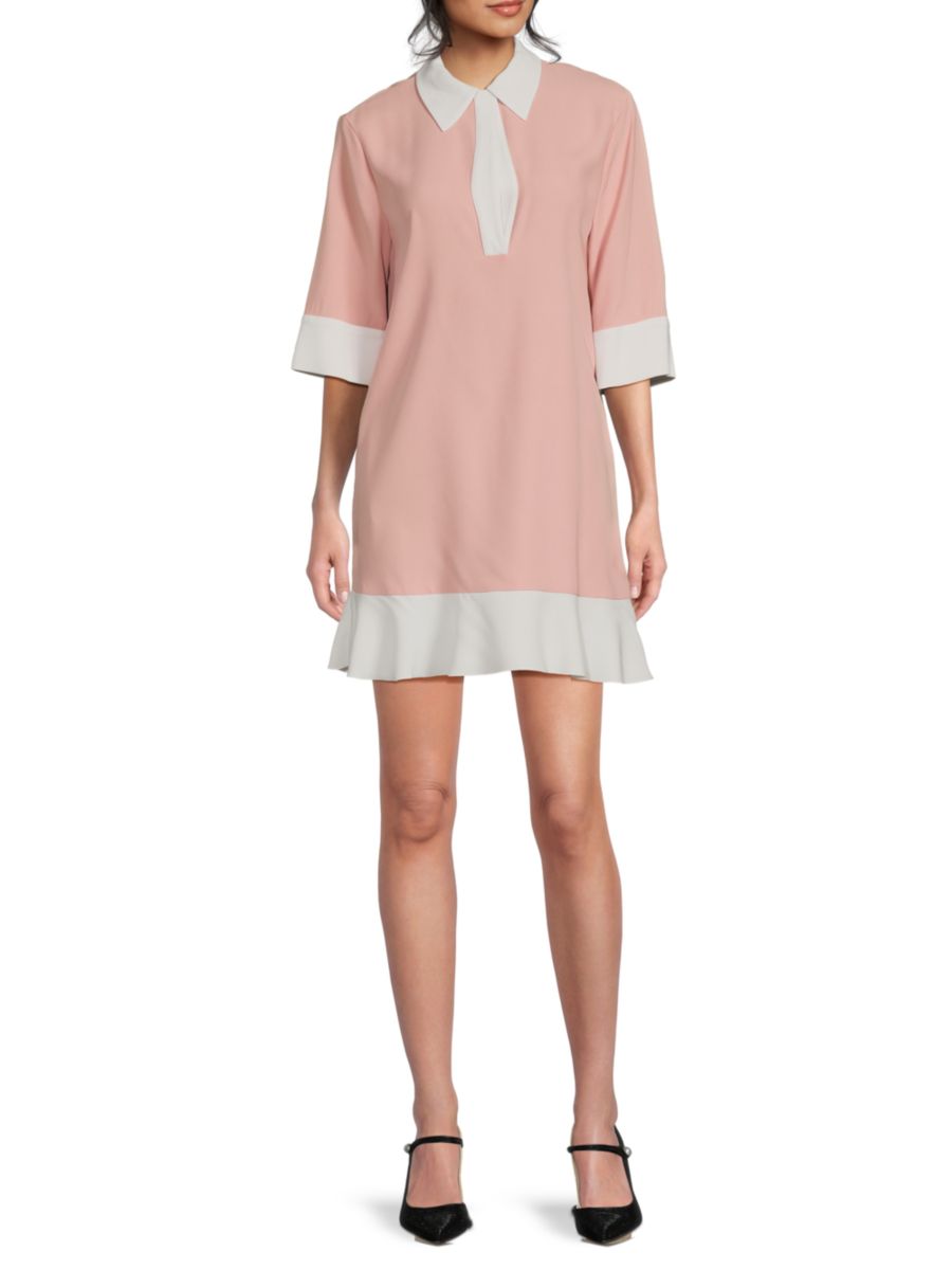

Двухцветное мини-платье А-силуэта REDValentino, цвет Rose Ivory