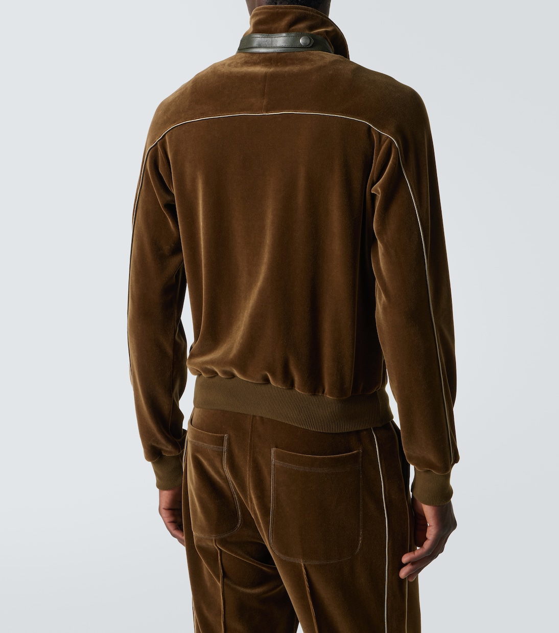 Спортивная куртка из бархата с добавлением хлопка Tom Ford, Olive Green — фото 4
