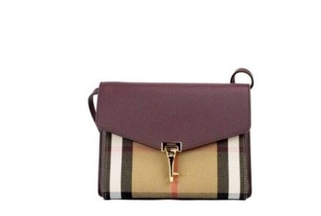 

Сумка-кошелек через плечо из кожи дерби в клетку красного дерева Macken Small Burberry