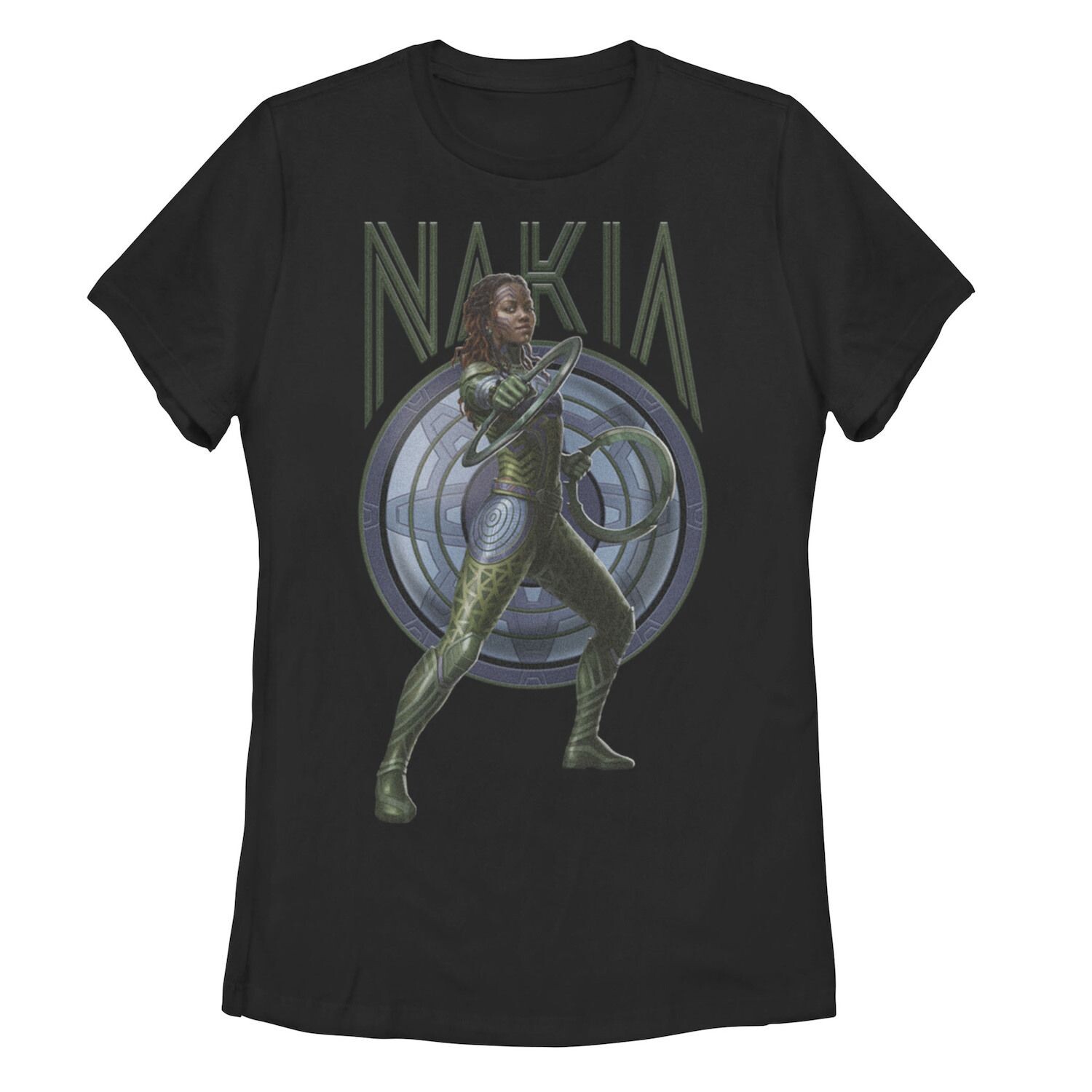 

Футболка с изображением синего щита Marvel Black Panther: Wakanda Forever Nakia для юниоров Licensed Character, черный