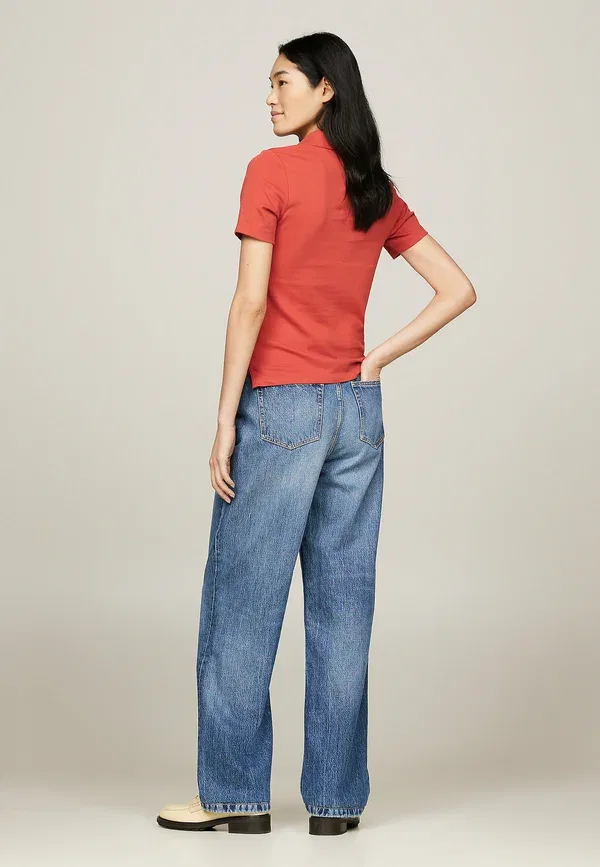 Поло Tommy Hilfiger, breton stripe orange flash, оранжевый — фото 3