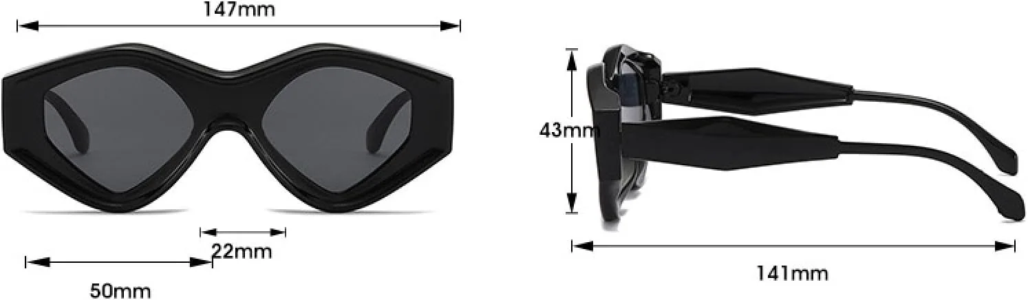 

Солнцезащитные очки Polygon для женщин, модные двухцветные солнцезащитные очки для мужчин, нестандартной формы, защита от УФ-излучения UV400 VVTWSSW, C1black-black