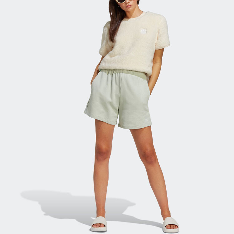 ESSENTIALS Повседневные шорты женские льняные зеленые Adidas Originals — фото 4
