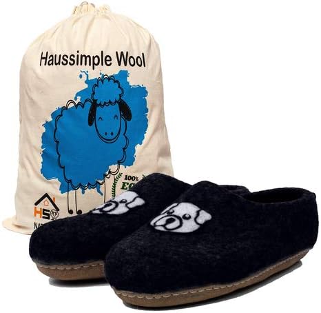 

Тапочки HAUSSIMPLE из шерсти для мужчин и женщин, унисекс, для дома, уютные, теплые, мягкие, зимние комнатные шлепанцы из органического натурального фетра, черный
