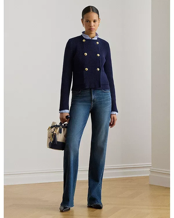 Джинсы с высокой посадкой, прямые, широкие, синего цвета. Ralph Lauren, Blue — фото 2