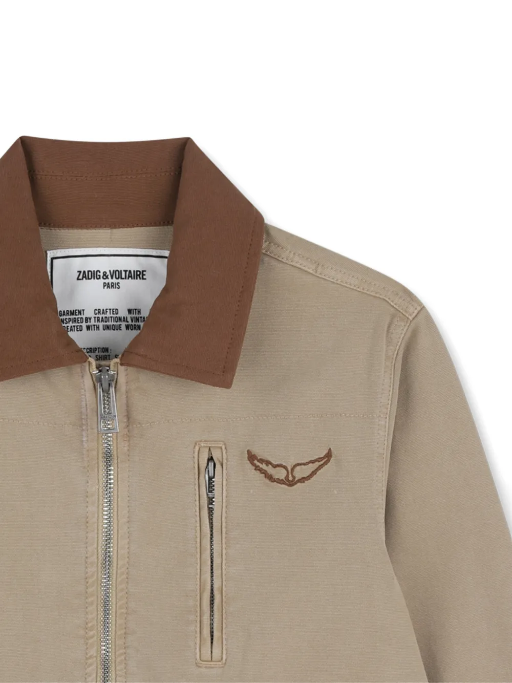 Пиджак с вышивкой Zadig & Voltaire Kids, бежевый — фото 3
