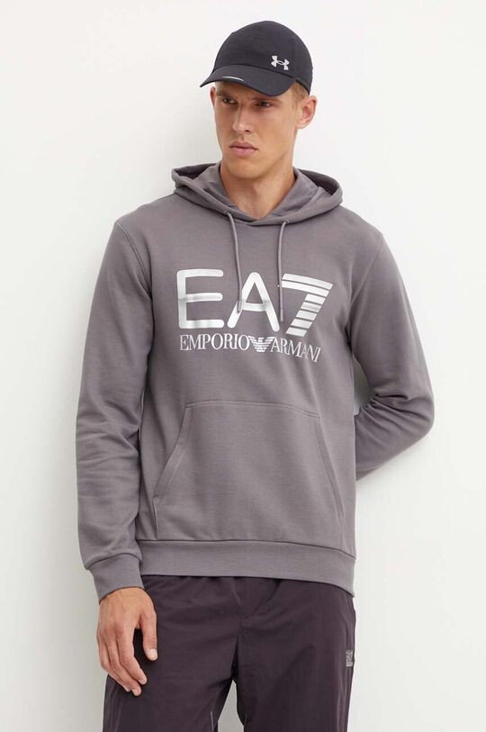 

Хлопковая толстовка EA7 Emporio Armani, серый