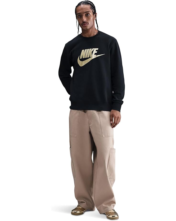 Мужской худи Nike Club Brushed Fleece, Black/Metallic Gold — фото 4