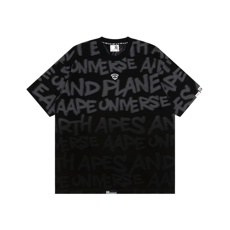 

Футболка из хлопка с принтом слогана APE от *A Bathing Aape, Black BKX