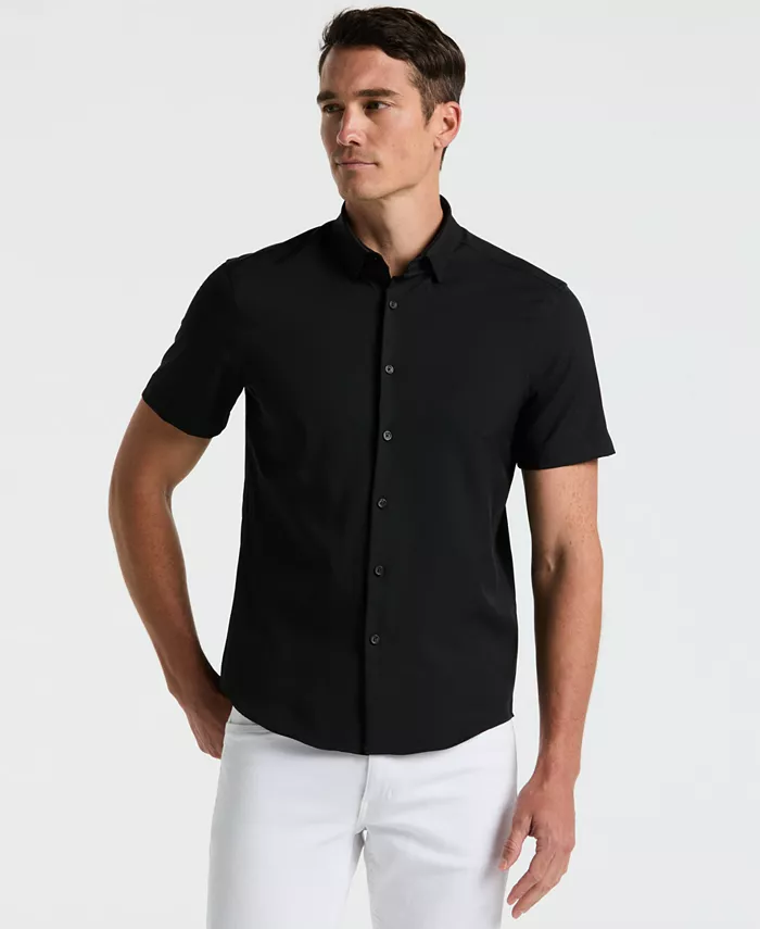 

Мужская рубашка с коротким рукавом однотонная Perry Ellis, черный