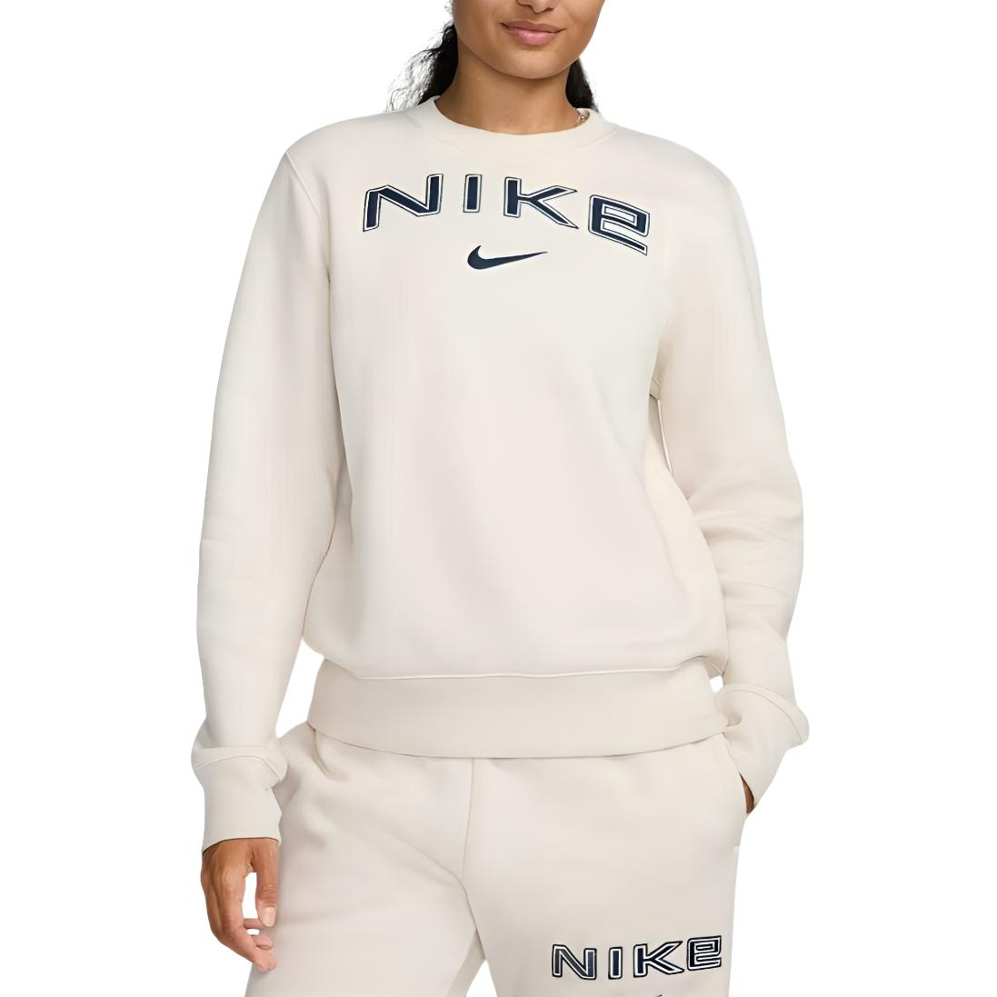 

Спортивный свитшот Phoenix Fleece женский Nike, light orewood brown/white/marine blue, Белый, Спортивный свитшот Phoenix Fleece женский Nike, light orewood brown/white/marine blue
