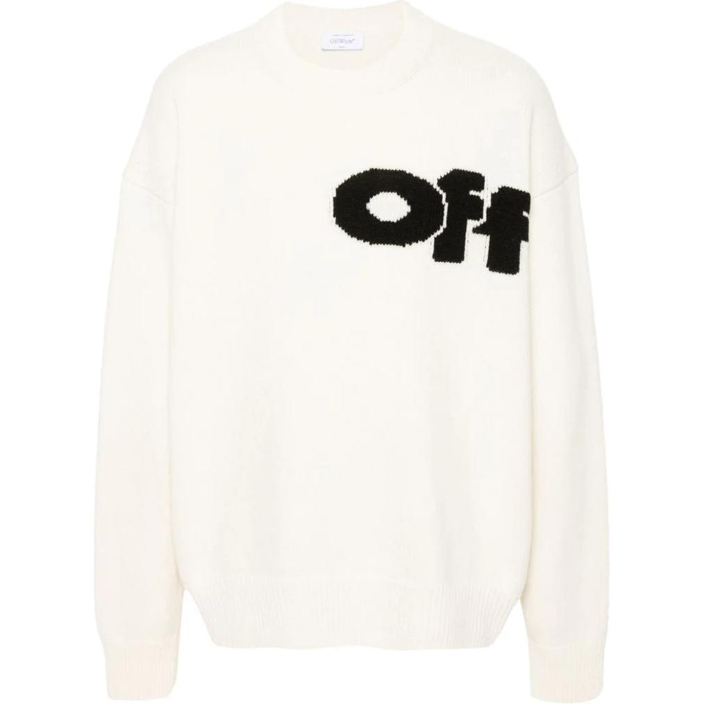 

Джемпер с круглым вырезом и интарсией с логотипом OFF-WHITE, бежевый