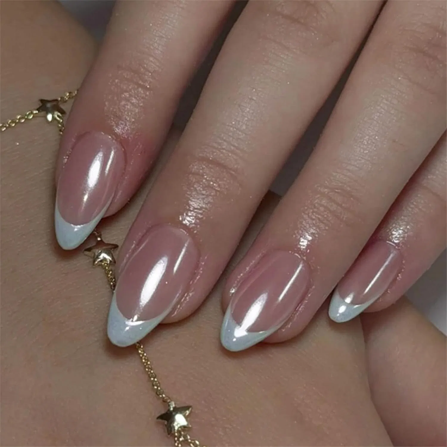 Набор накладных ногтей French Oval с перламутровым блеском, 24 шт. Virellay, Pearl Pink