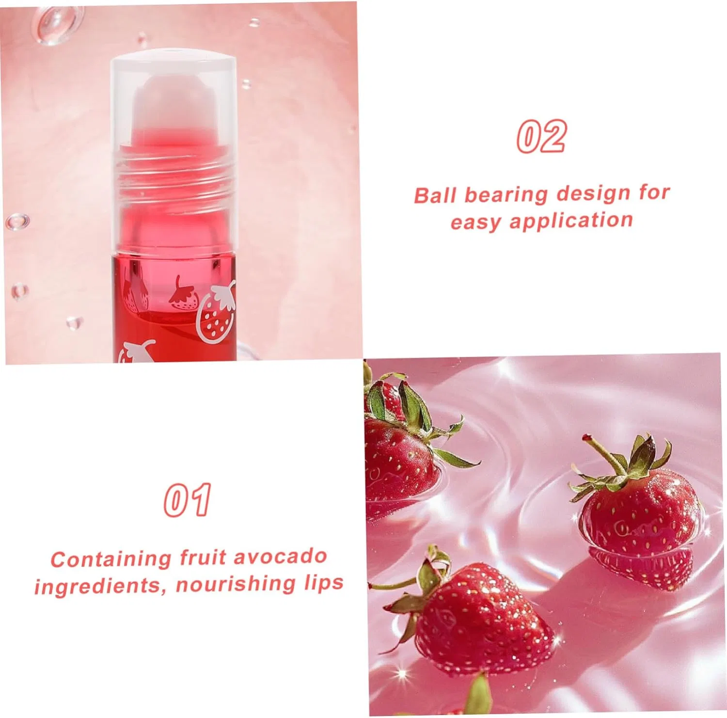 Блеск для губ NOLITOY Roller Ball Lip Oil красный 8.5x1.5 см — фото 3