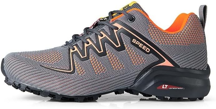 

Мужские походные кроссовки легкие для улицы - дышащие противоскользящие обувь для прогулок, тренировок, трекинга, кемпинга и повседневной носки Qacksv, оранжевый