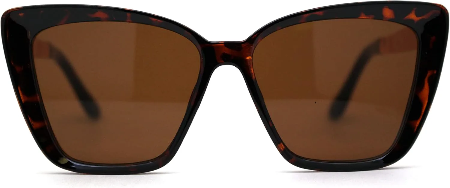 

Женские стильные солнцезащитные очки в стиле модерн, увеличенного размера, «кошачий глаз», модель Diva, с металлическими дужками SA106, Tortoise Solid Brown