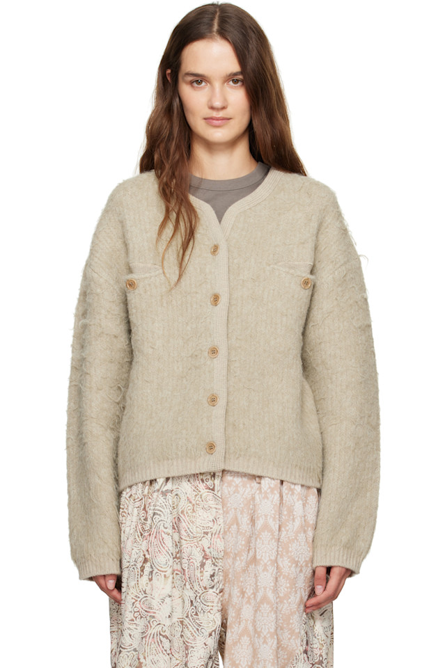 

Пушистый кардиган Open Yy, бежевый