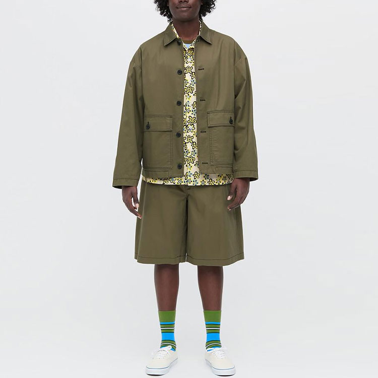 X Marni Широкие Боксерские Шорты UNIQLO, Темно-Оливковый — фото 4