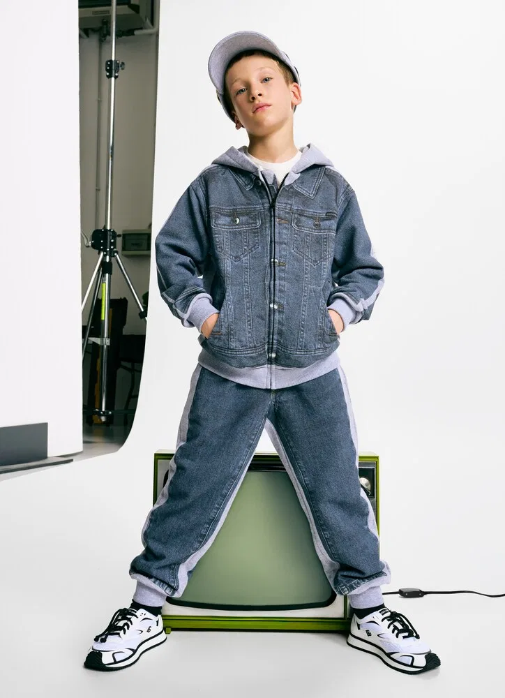 Худи Trompe l'œil из хлопкового флиса Dolce&Gabbana Kids, синий — фото 4