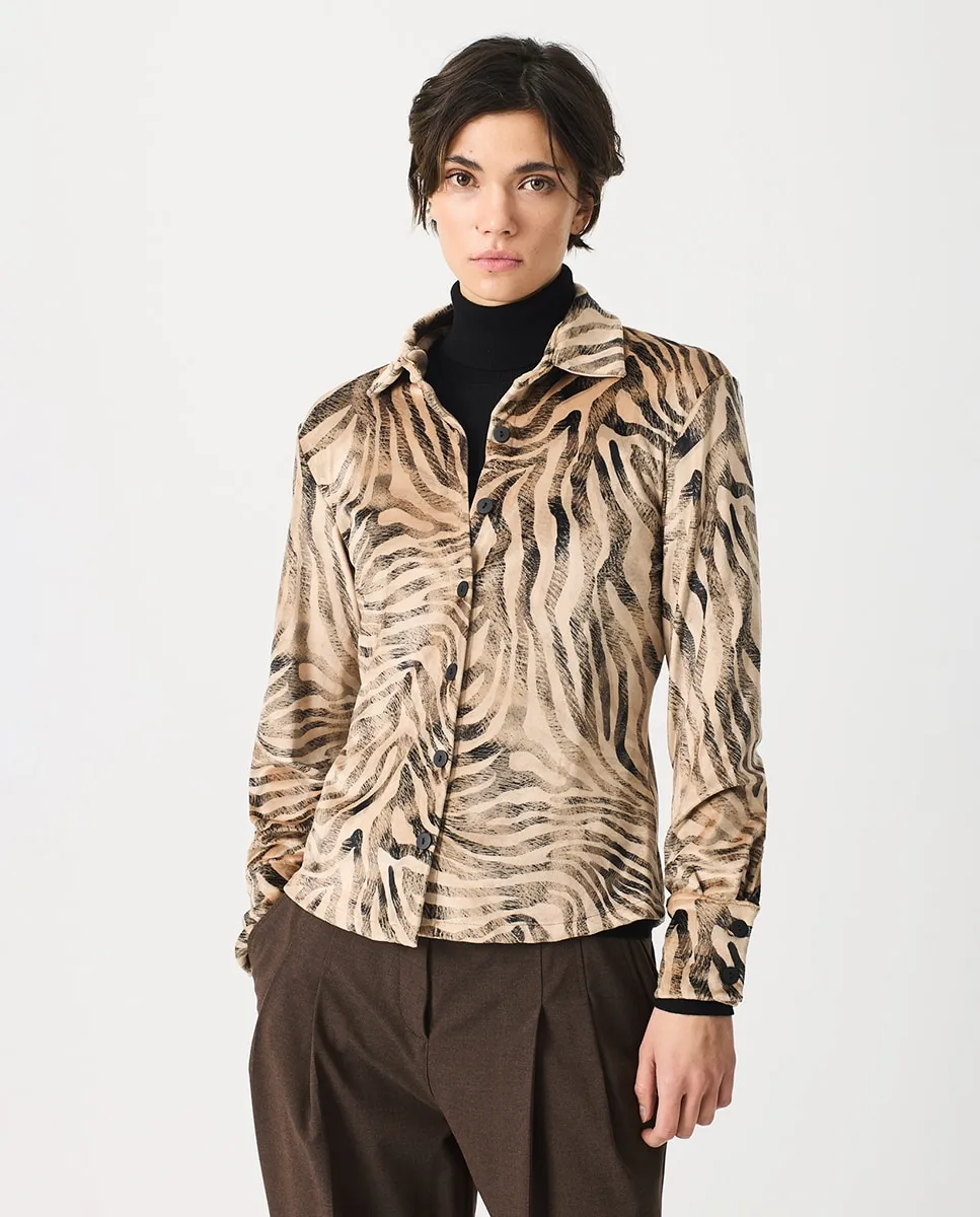 

Женская бархатная рубашка с принтом Escorpion, мультиколор