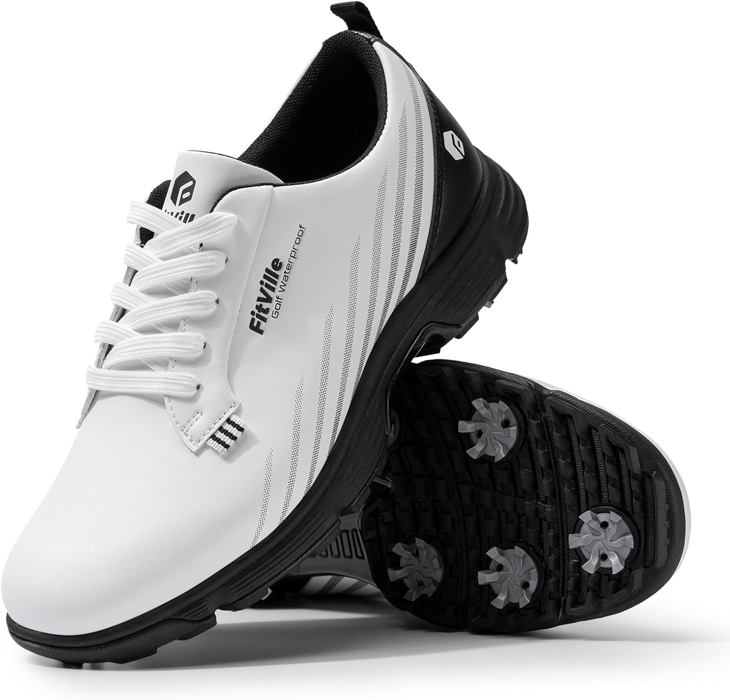 

Мужские гольф-кроссовки FitVille Wide, водонепроницаемые, легкие, с шипами, дополнительной амортизацией для плоскостопия, поддержкой свода стопы и облегчением боли в пятке, черный