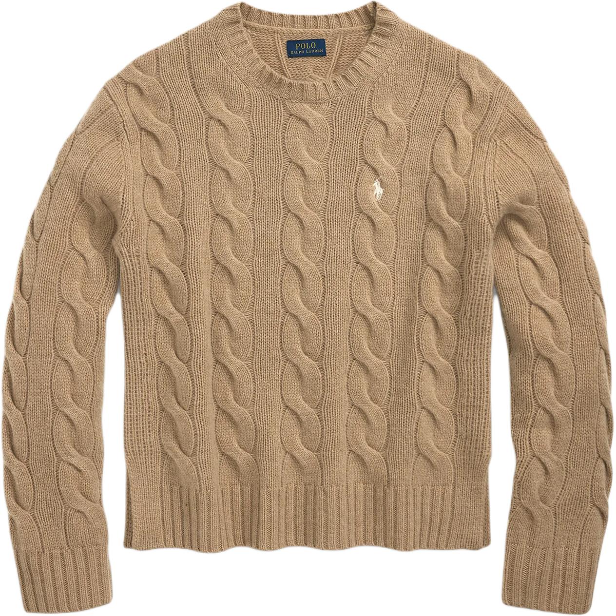 

Пуловер с кабельной вязкой и вышивкой пони Polo Ralph Lauren, Хаки