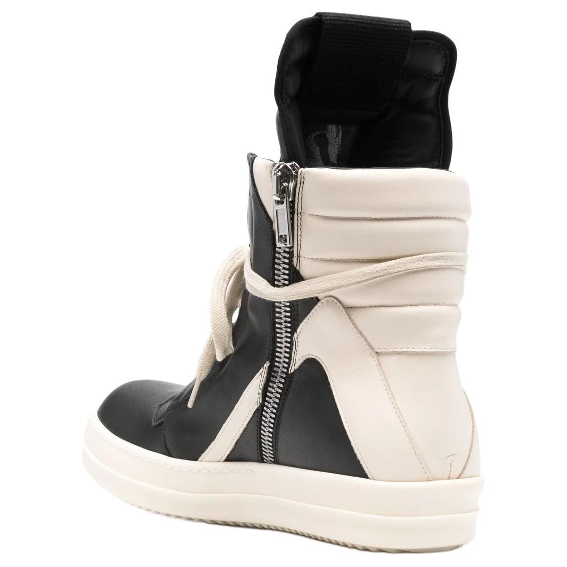 Высокие кожаные кроссовки для скейтбординга мужские черно-белые RICK OWENS — фото 4