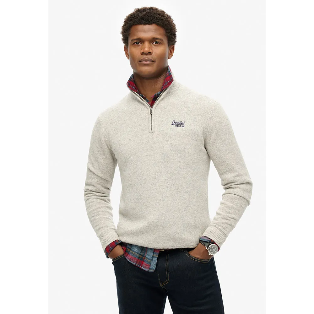 

Свитер Superdry Essential Embroidered half zip, бежевый