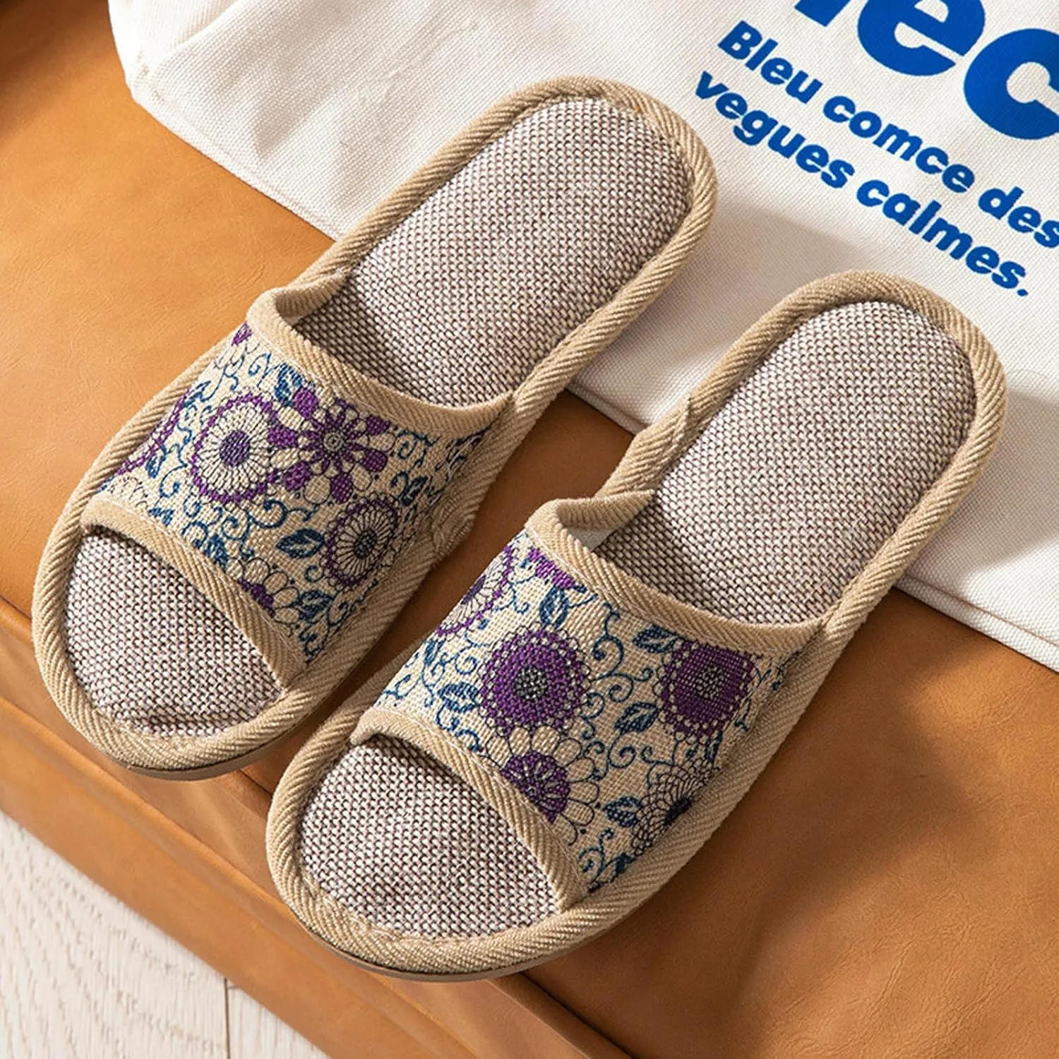 Тапочки кожаные мужские и женские, низкие, открытые, удобные, гостевые, плоские, пляжные, удобные летние, для дома и улицы, для купания Generisch, фиолетовый — фото 2