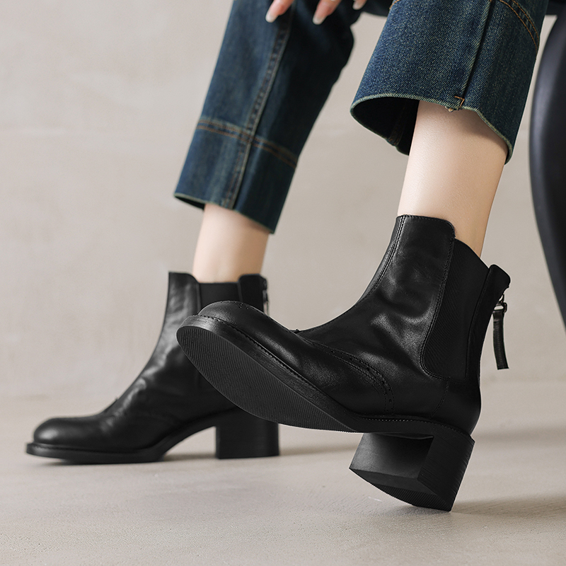 Yeezyy Reezy Челси ботинки женские на каблуке 5,5 см черные, цвет Black — фото 3