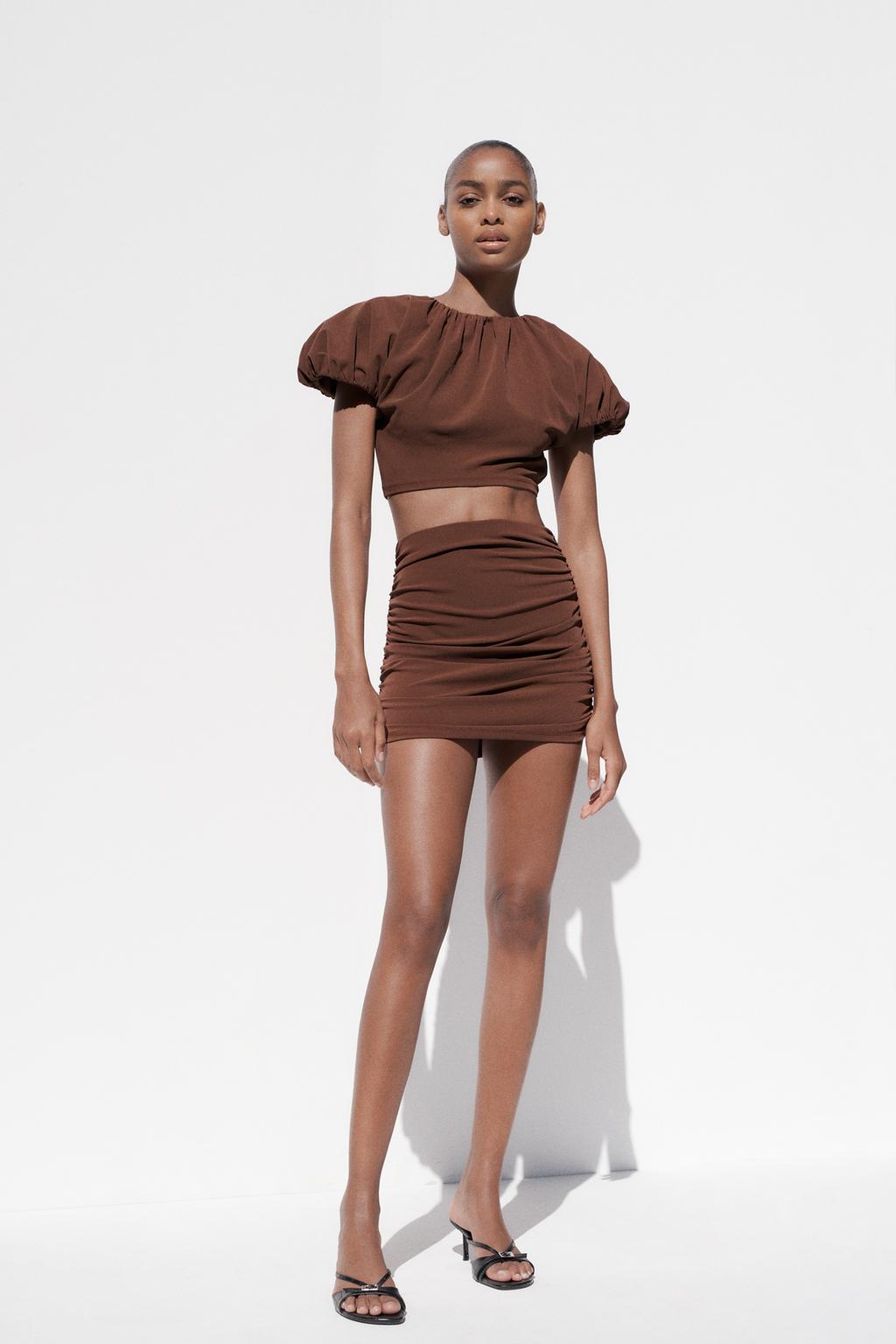 

Укороченный топ из воздушных шаров ZARA, цвет Light brown