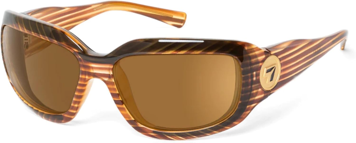 

7 солнцезащитных очков Shasta с ветрозащитной подкладкой и мягкой вставкой для использования на открытом воздухе, 100% защита от UVA + UVB излучения 7 EYE, Brown Striped Tortoise Frame/Polarized Copper Lenses