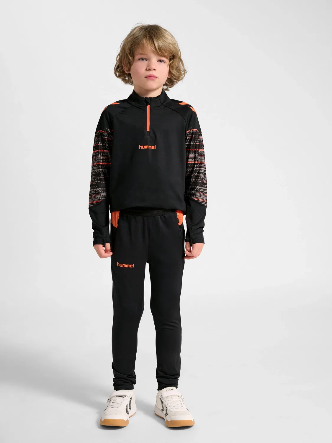 Свитшот с полузамком, согревающий, Hummel, черный/оранжевый — фото 3