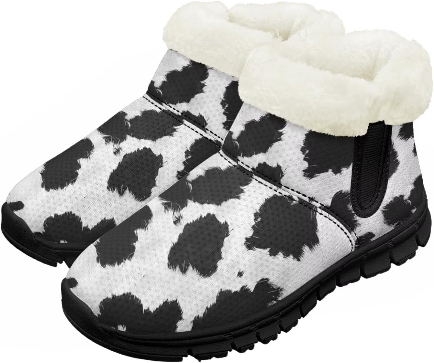 

Детские зимние сапожки для мальчиков и девочек, утепленные искусственным мехом, ботильоны до щиколотки с противоскользящей подошвой для малышей, детей младшего и старшего возраста Chririnla, Black Cow Print