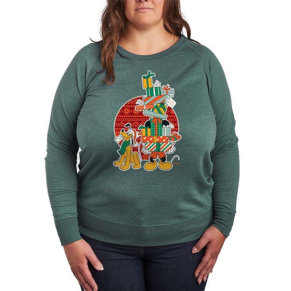 

Футболка с длинным рукавом Mickey Mouse plus size из французского футера Disney, Heather Green