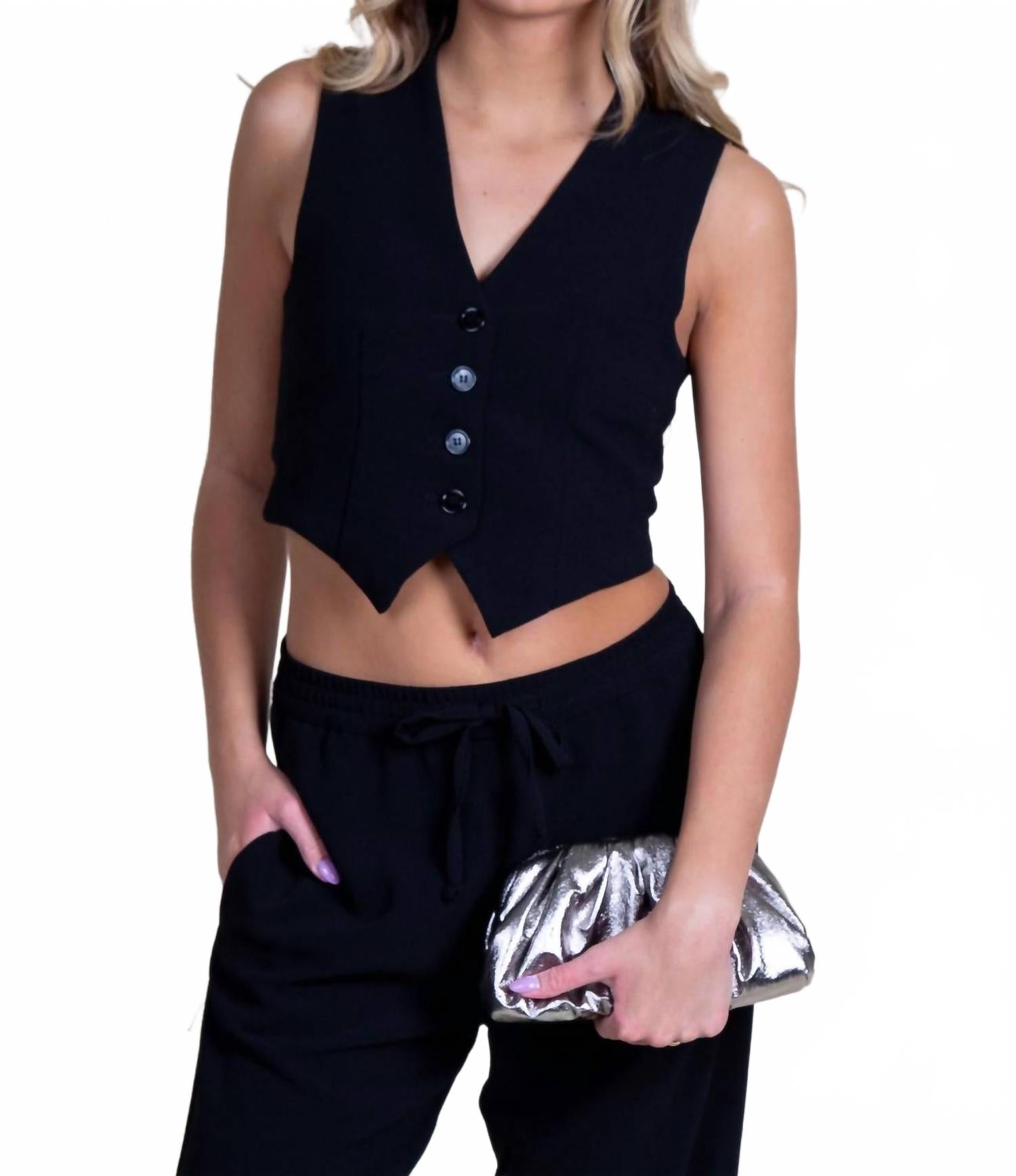 

Креповая жилетка в черном цвете Enza Costa