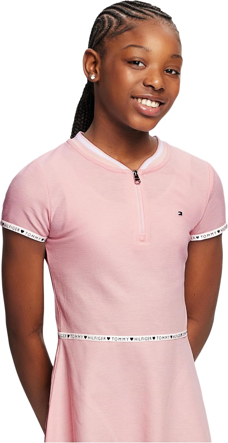 Платье Tommy Hilfiger Kids Core Flag для девочек (для детей старшего возраста), Rose Pink Zip — фото 3