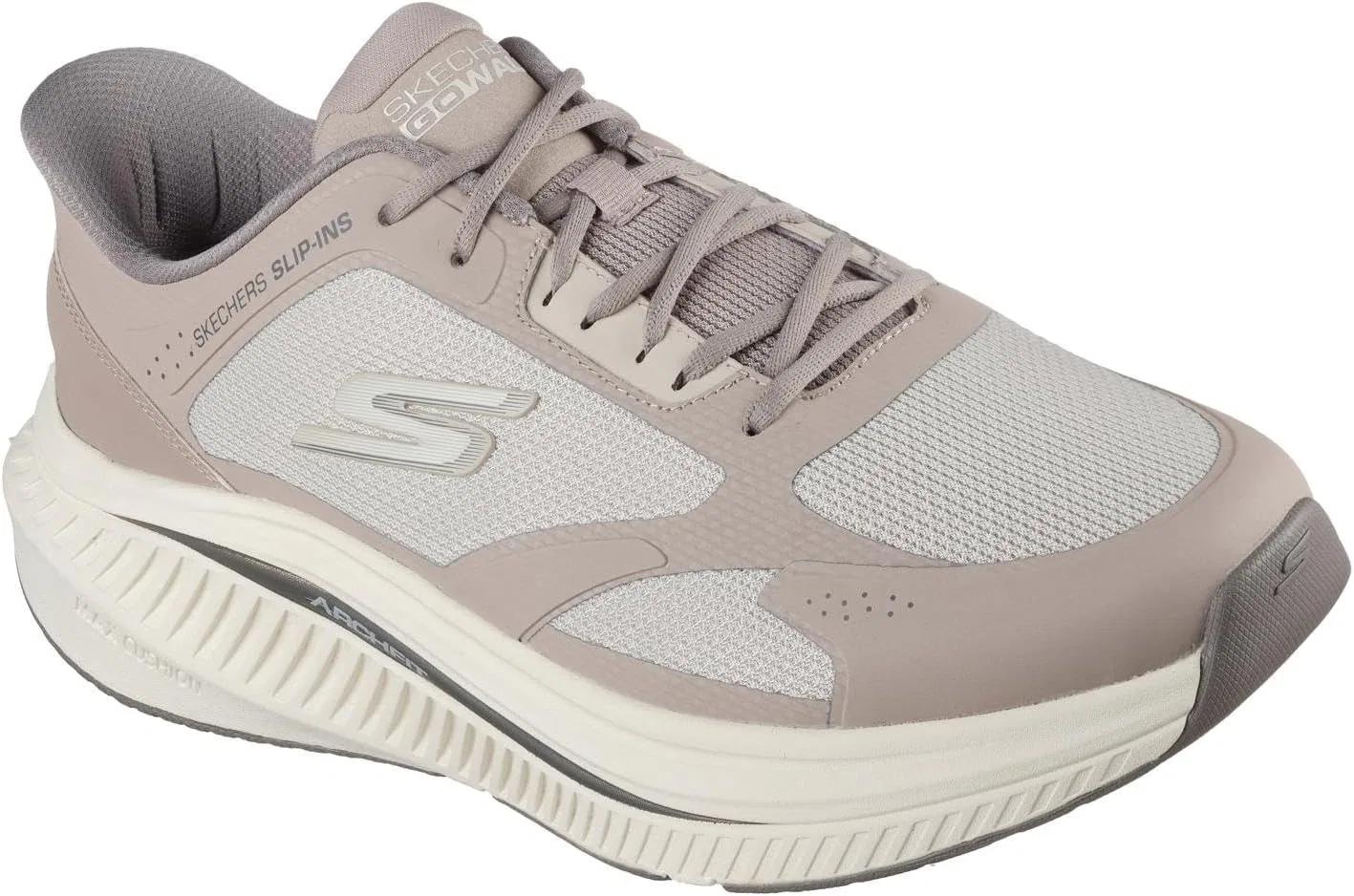 Мужские кроссовки Skechers Go Walk Max Cushioning Arch Fit Jaylen, Taupe Synthetic Textile Trim