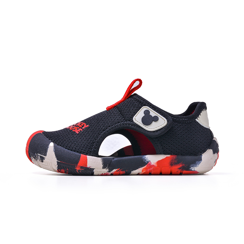

Детские сандалии с низким верхом, амортизирующие, устойчивые к истиранию, дышащие, противоскользящие Disney, черный/красный