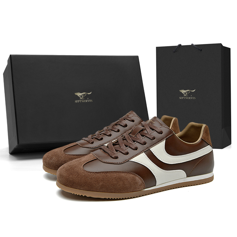 

SEPTWOLVES Коричневые мужские низкие кеды, цвет Brown (Standard Leather Shoe Size)
