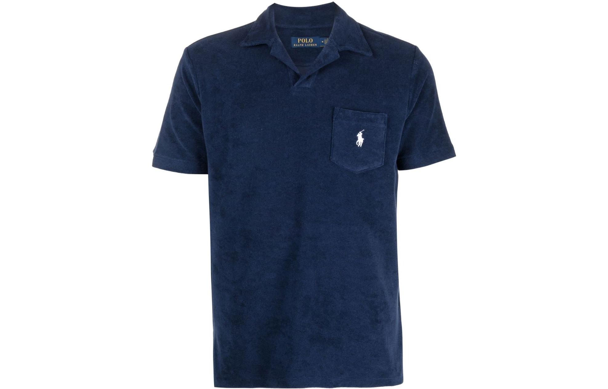 

Поло с накладным карманом и логотипом Polo Ralph Lauren, синий