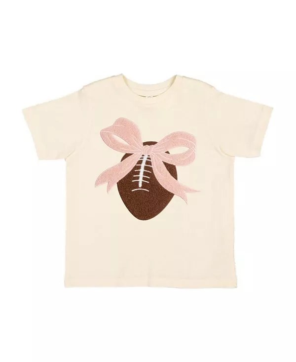 

Детская кокетливая футболка с коротким рукавом и нашивкой в виде футбольного мяча - для малышей и взрослых. Sweet Wink, бежевый