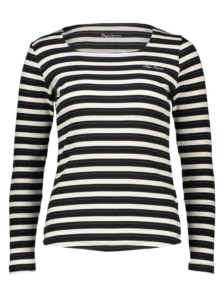 

Pepe Jeans Футболка с длинными рукавами черно-белого цвета