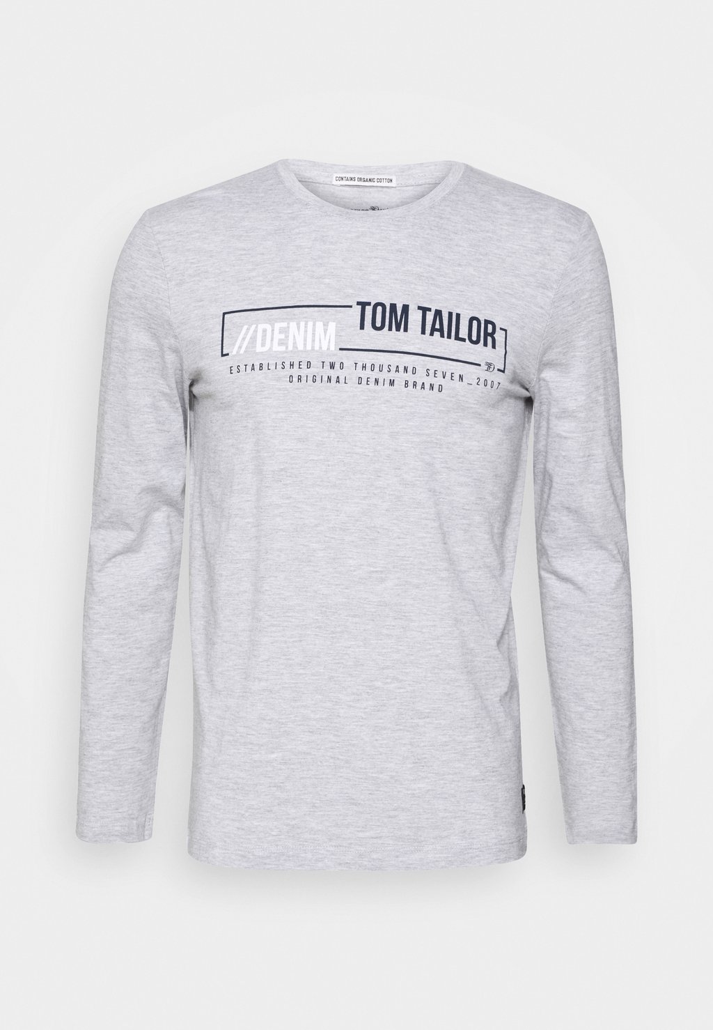 

Футболка с длинным рукавом LONGSLEEVE WITH CHEST PRINT TOM TAILOR DENIM, светло-серый