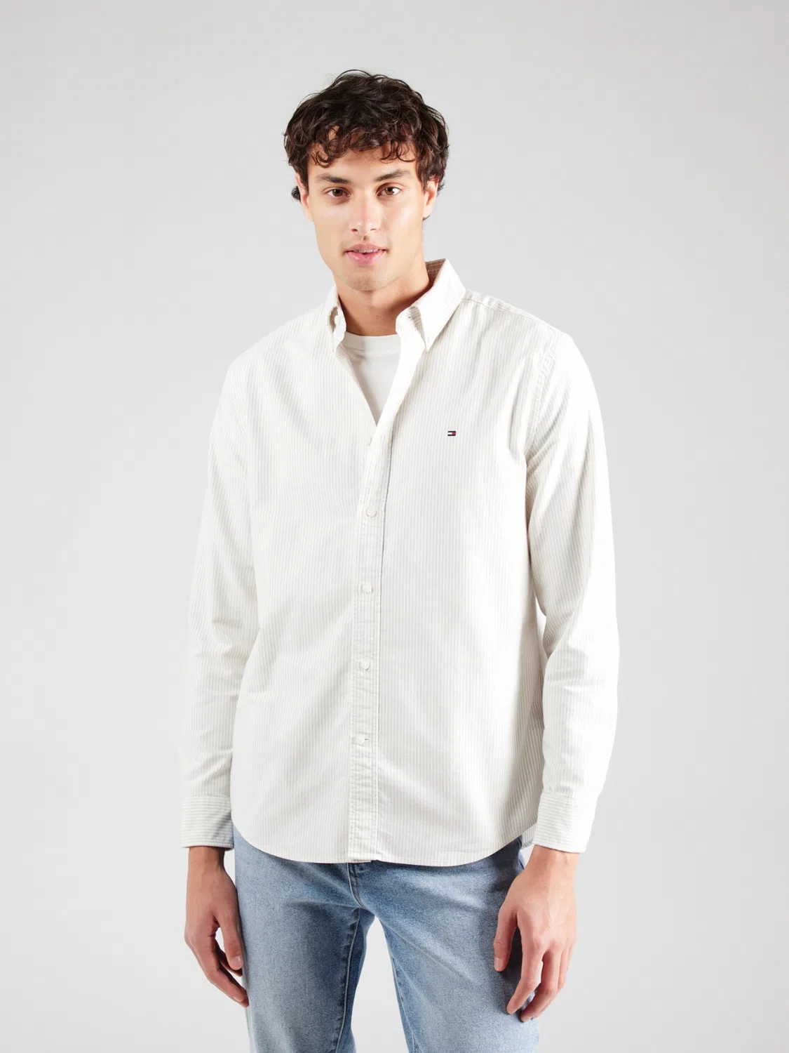 Рубашка Tommy Hilfiger Regular fit Button Up Shirt Regular Fit Stripe бежевого цвета — фото 3
