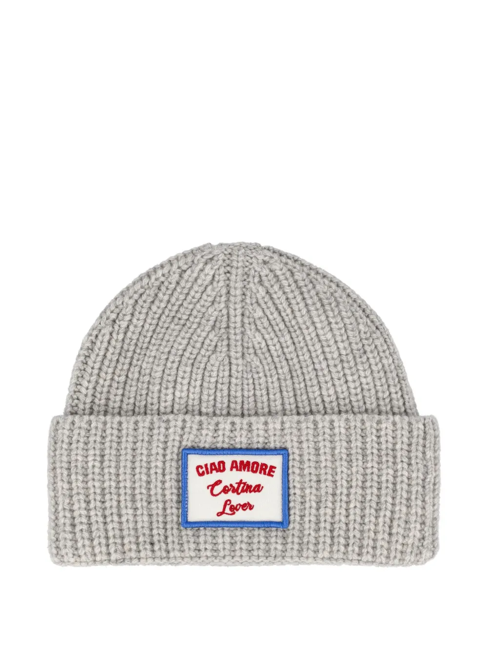 

Шерстяная шапка в рубчик с нашивкой-логотипом Giada Benincasa, серый