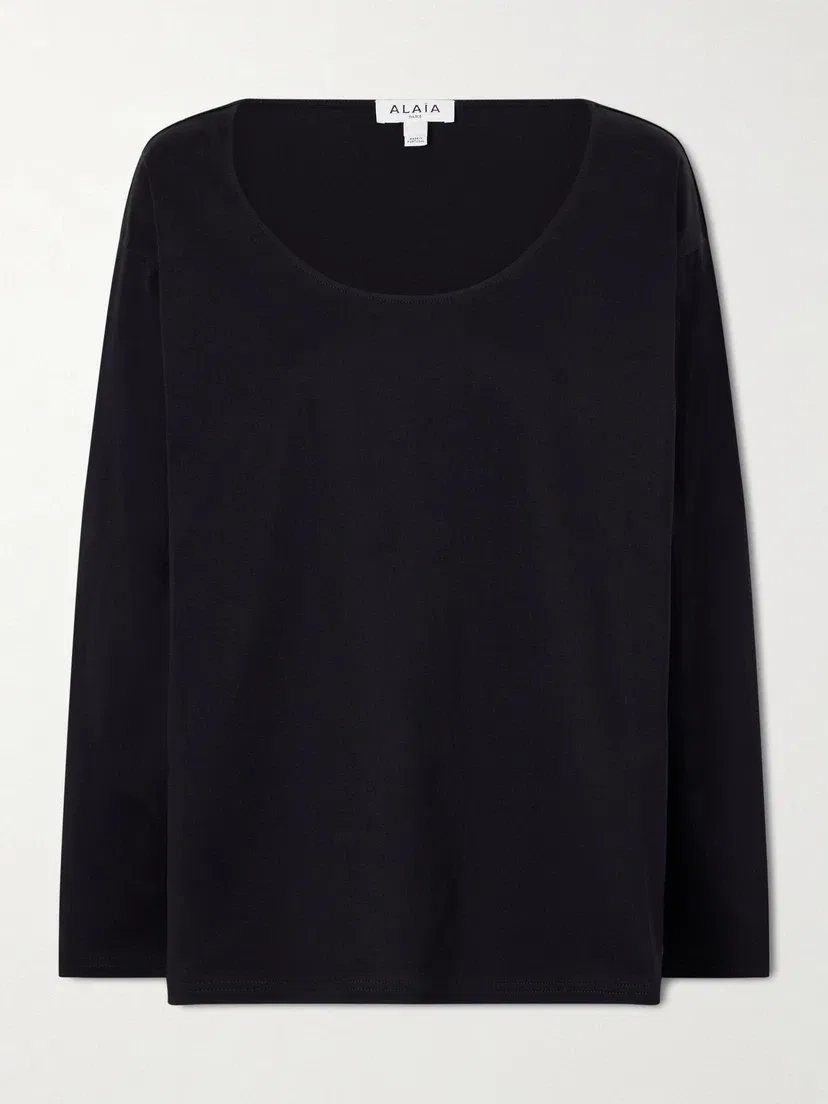 Футболка из хлопкового джерси Alaïa, черный