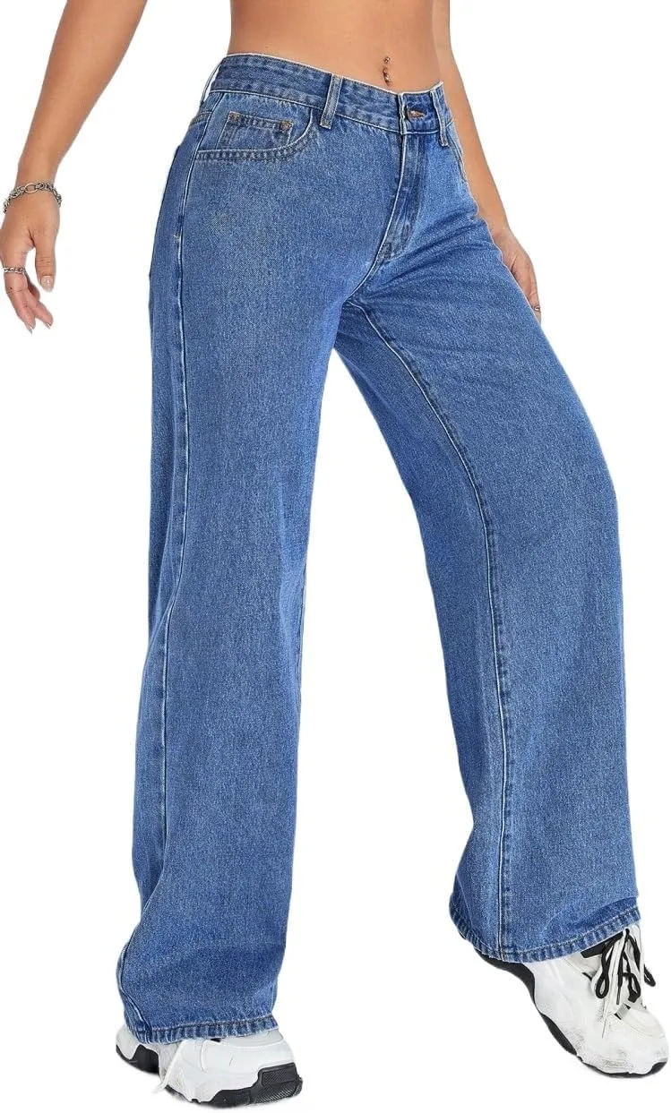 Женские классические джинсы с прямыми штанинами Generic, Medium Wash