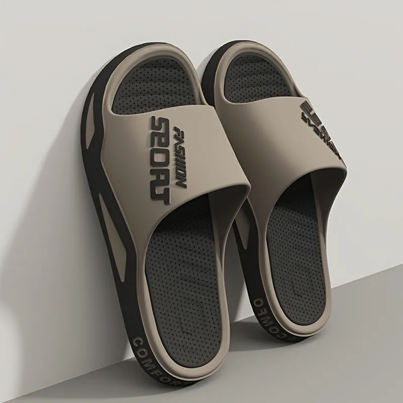 

Мужские ультра-мягкие слайдеры, повседневные нескользящие шлепанцы, обувь с открытым носком для дома, улицы, пляжа и душа Hhhchpm, хаки